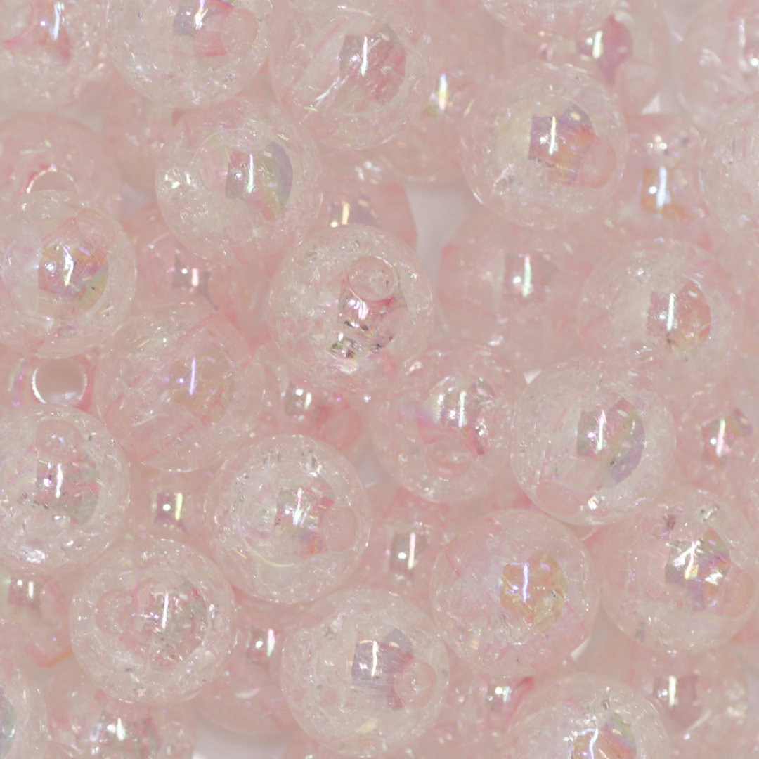 Plastic Beads Bulk Bag, Crackle Round Transparent, 14mm, Available in Multiple Colours, Sold Per pkg of Approx 60