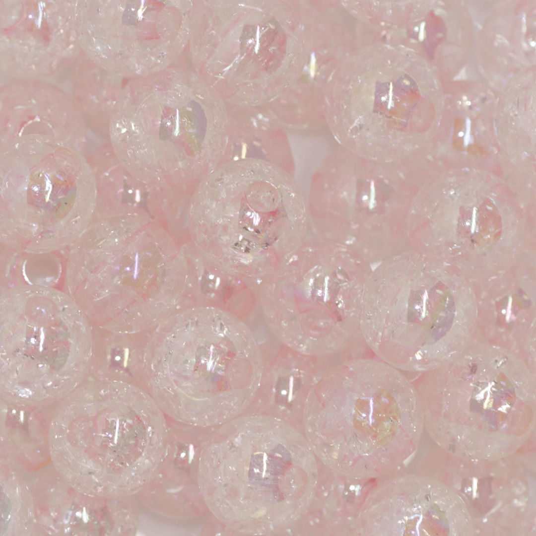 Plastic Beads Bulk Bag, Crackle Round Transparent, 18mm, Available in Multiple Colours, Sold Per pkg of Approx 30