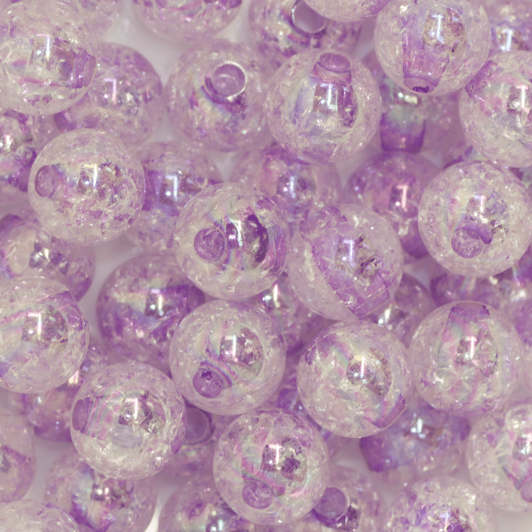 Plastic Beads Bulk Bag, Crackle Round Transparent, 14mm, Available in Multiple Colours, Sold Per pkg of Approx 60
