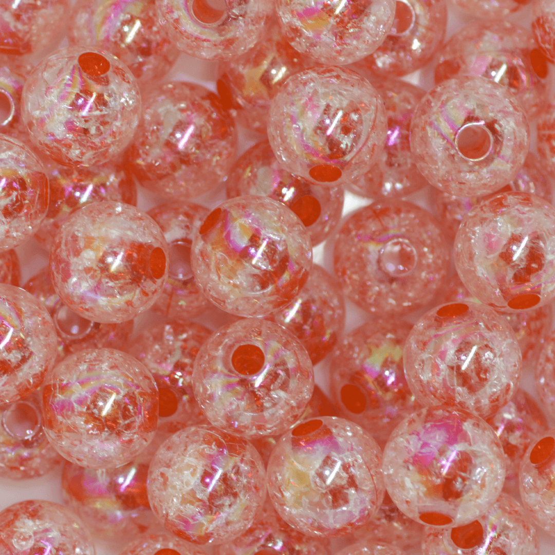 Plastic Beads Bulk Bag, Crackle Round Transparent, 14mm, Available in Multiple Colours, Sold Per pkg of Approx 60
