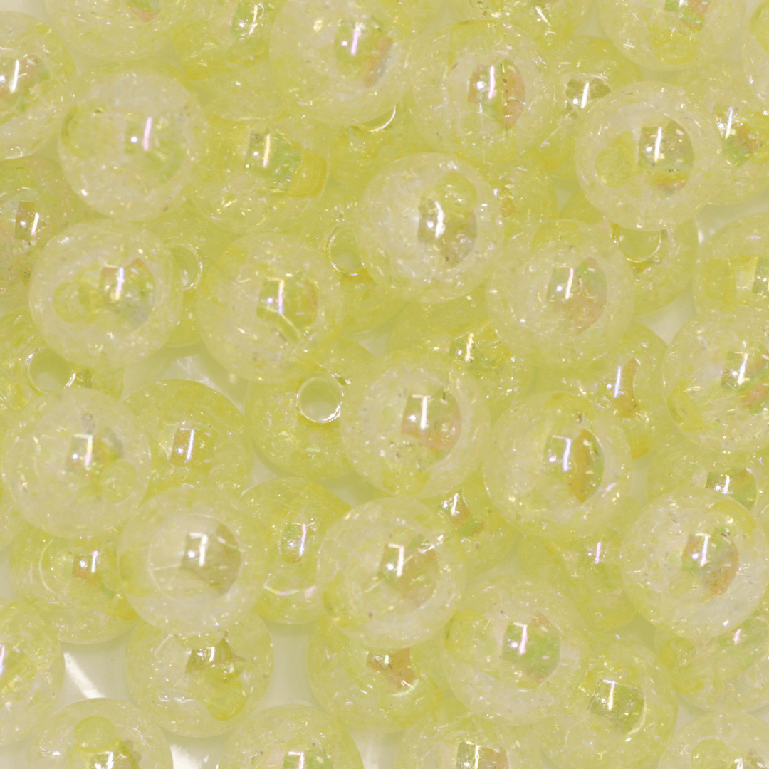 Plastic Beads Bulk Bag, Crackle Round Transparent, 14mm, Available in Multiple Colours, Sold Per pkg of Approx 60