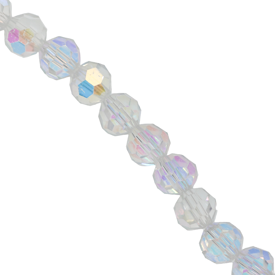 Glass Crystal, Round, Crystal AB, 10mm, Approx 65 pcs per strand
