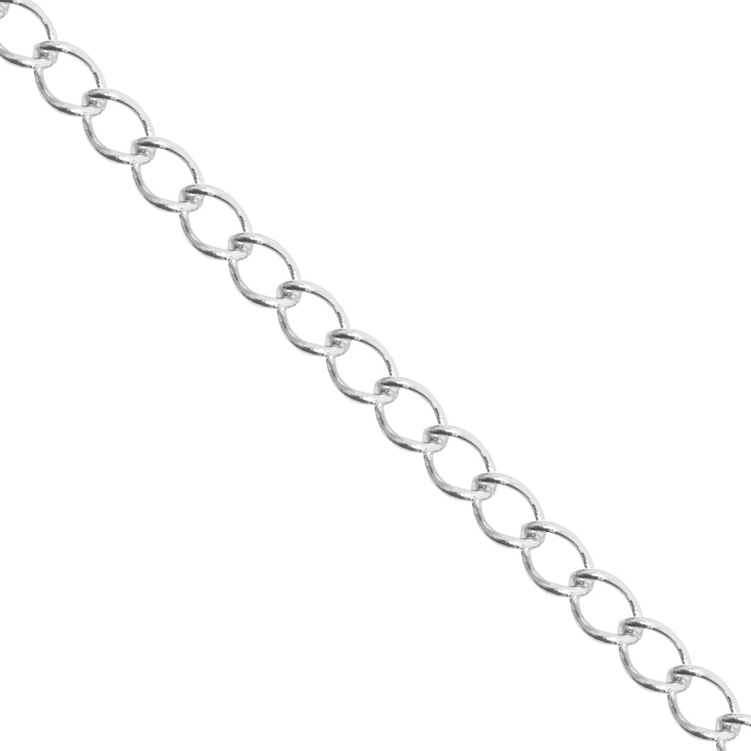 Chains, Curb Chain, Alloy, Light Silver, 5mm x 3mm x 1.5mm loop - Sold per Meter