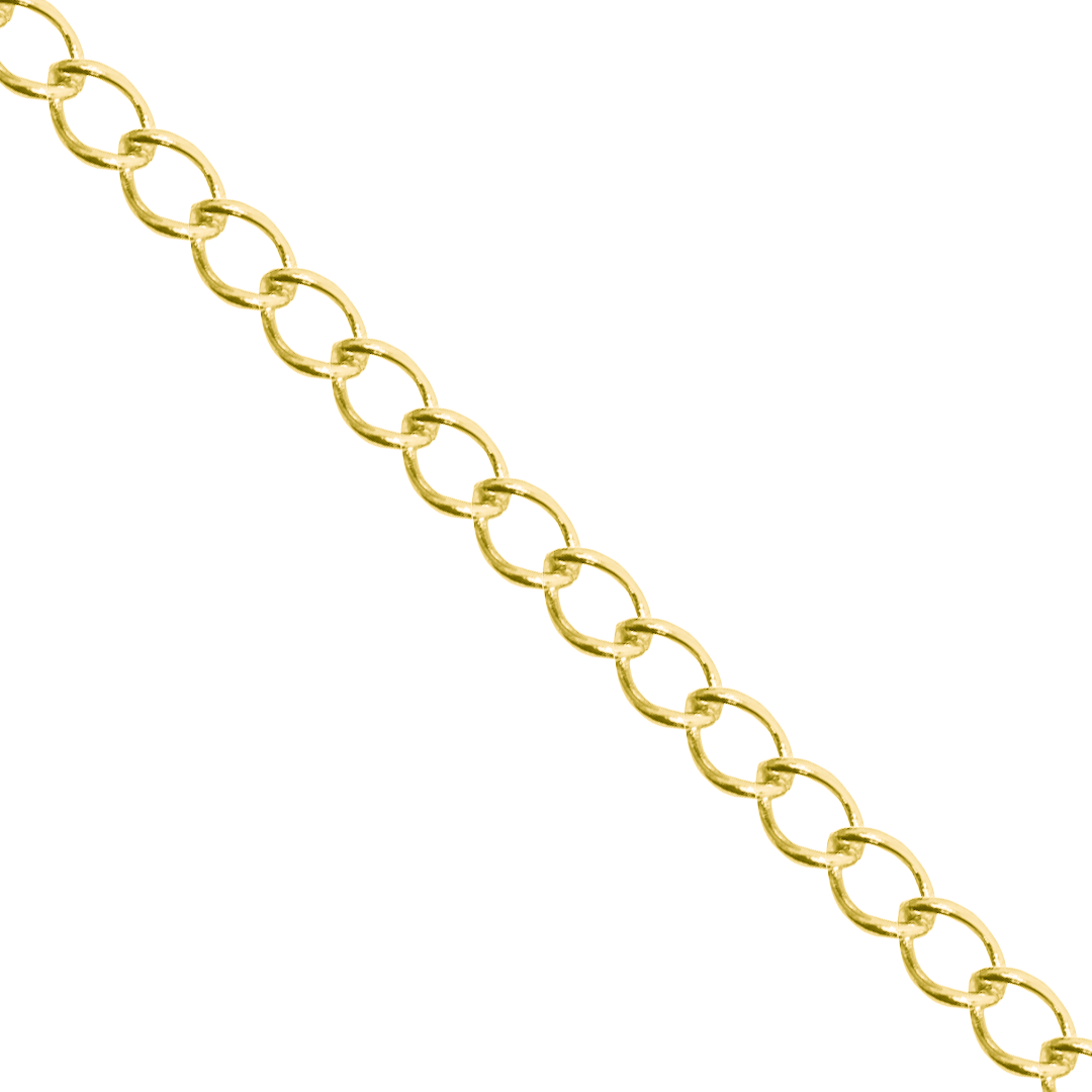 Chains, Flat Curb Chain, Gold , Alloy, 4.5mm x 3.5mm x 2mm per loop - Sold Per Meter