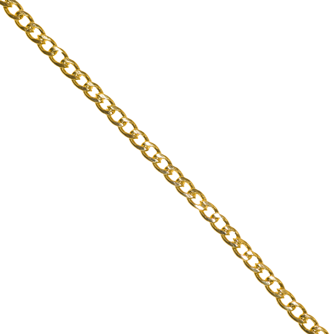 Chain, Curb, Stainless Steel, Gold, 2.5mm x 2mm x 0.5mm per loop - Sold per Meter
