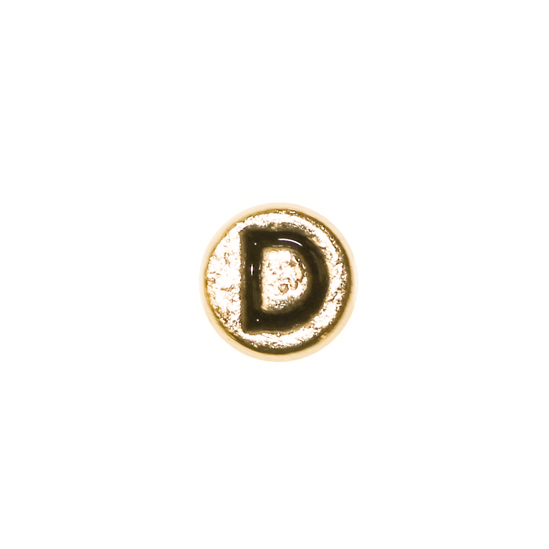Spacer, Alphabet, Round, Flat, Gold, Alloy, 8mm, Sold Per pkg of 5