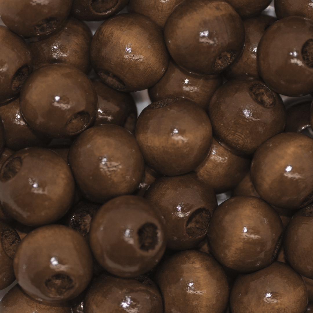 Large Hole Wood Beads, Dark Brown, Available in Multiple Sizes