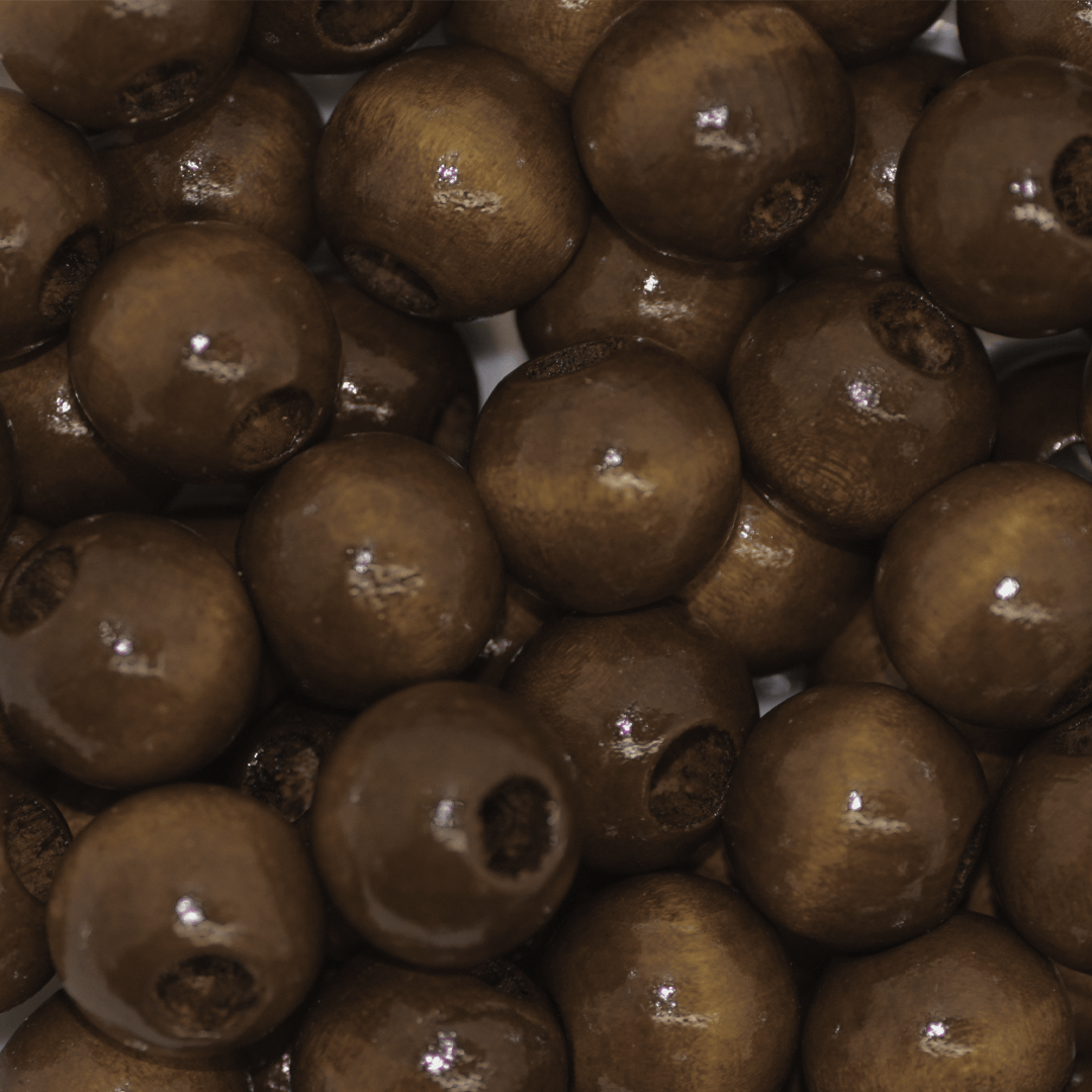 Large Hole Wood Beads, Dark Brown, 25mm, Approx 24 beads