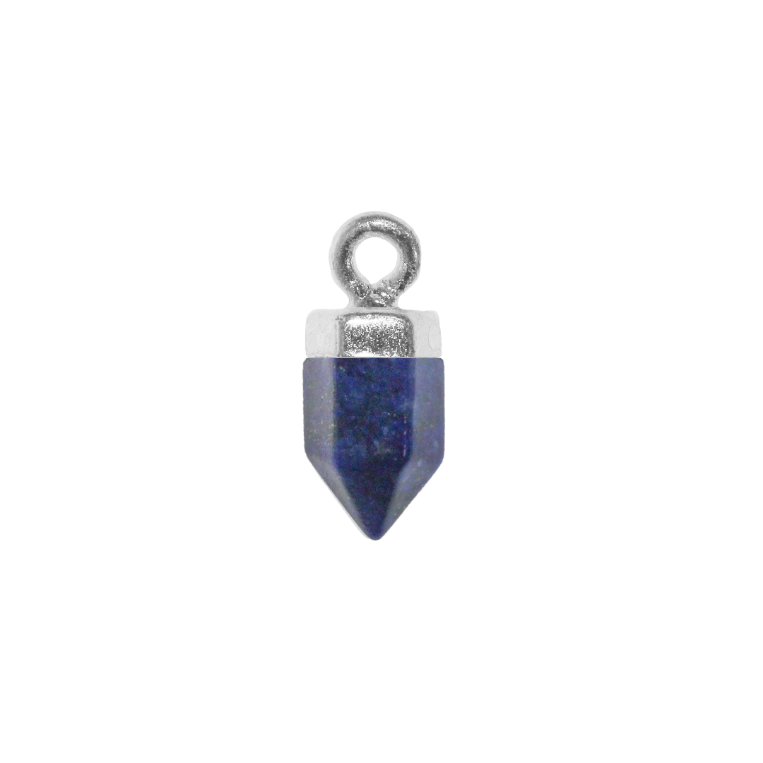 Charm, Faceted Stone, Bright Silver, Alloy, Approx 14.5mm x 6mm, Sold Per pkg of 1, Available in Multiple Gemstones