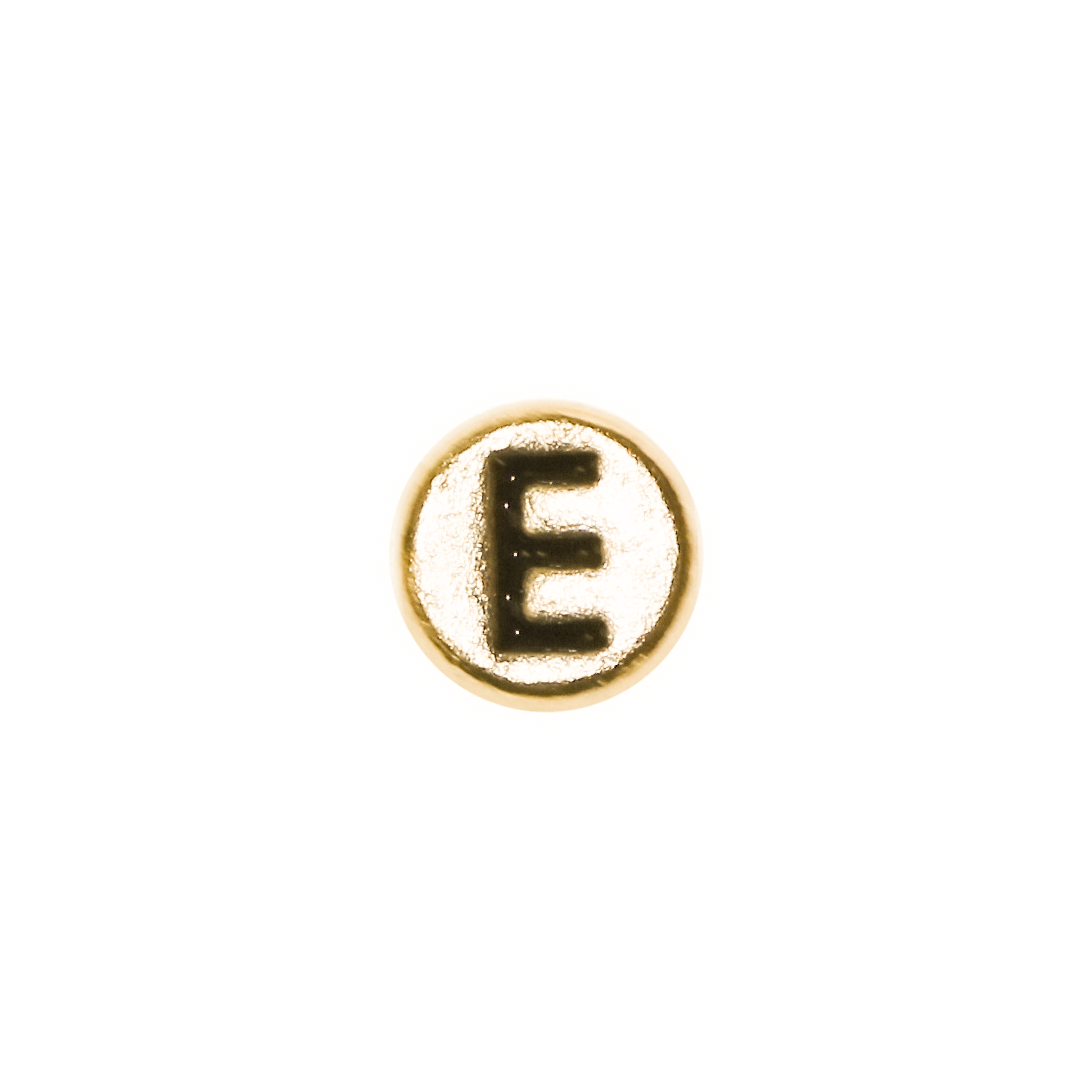 Spacer, Alphabet, Round, Flat, Gold, Alloy, 8mm, Sold Per pkg of 5