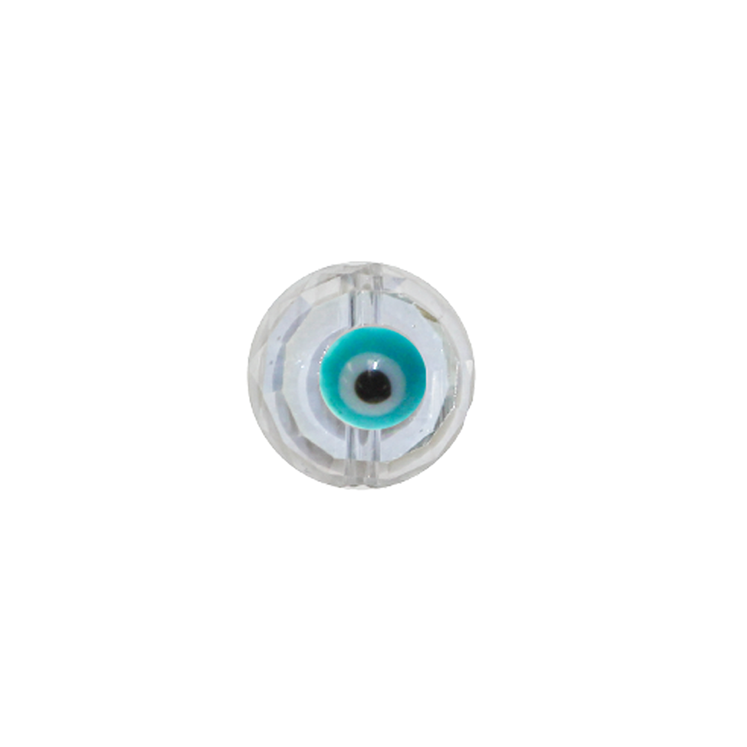 Glass Beads, Evil Eye, Round, Faceted, Transparent AB, 10mm, Sold Per pkg of 5, Available in Multiple Colours