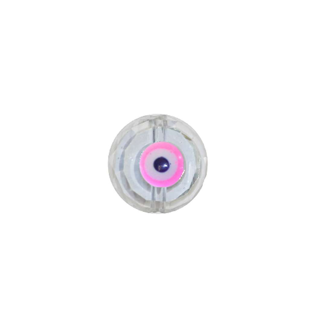 Glass Beads, Evil Eye, Round, Faceted, Transparent AB, 10mm, Sold Per pkg of 5, Available in Multiple Colours