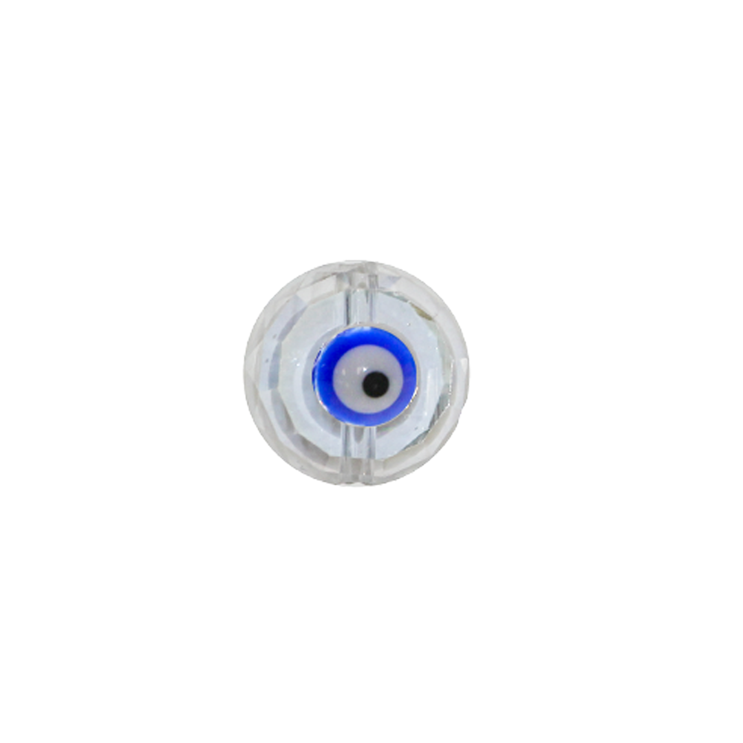 Glass Beads, Evil Eye, Round, Faceted, Transparent AB, 10mm, Sold Per pkg of 5, Available in Multiple Colours