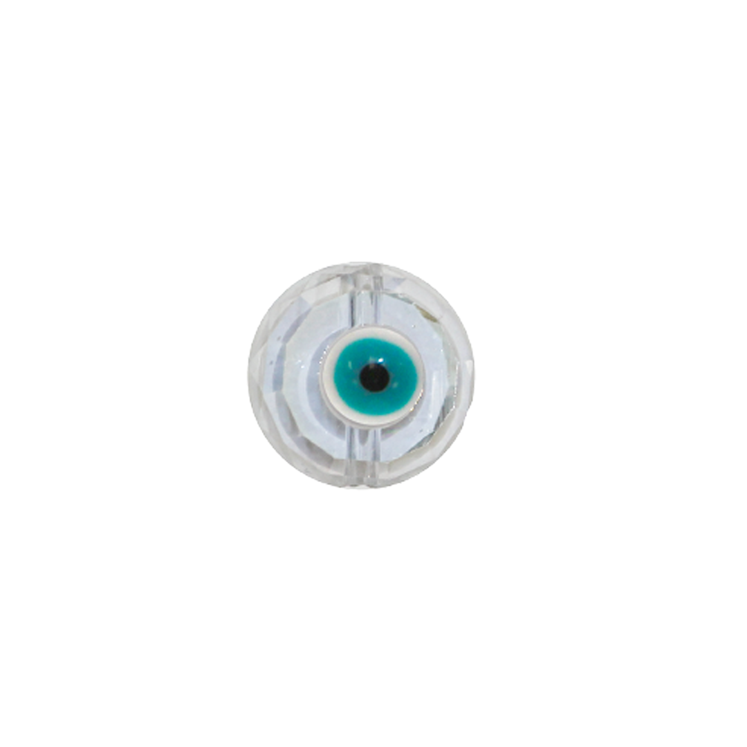 Glass Beads, Evil Eye, Round, Faceted, Transparent AB, 10mm, Sold Per pkg of 5, Available in Multiple Colours