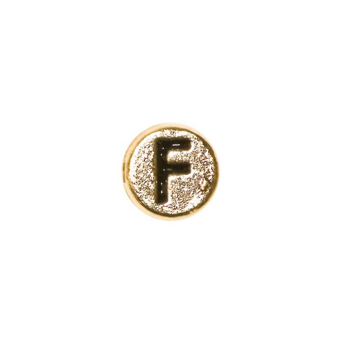 Spacer, Alphabet, Round, Flat, Gold, Alloy, 8mm, Sold Per pkg of 5