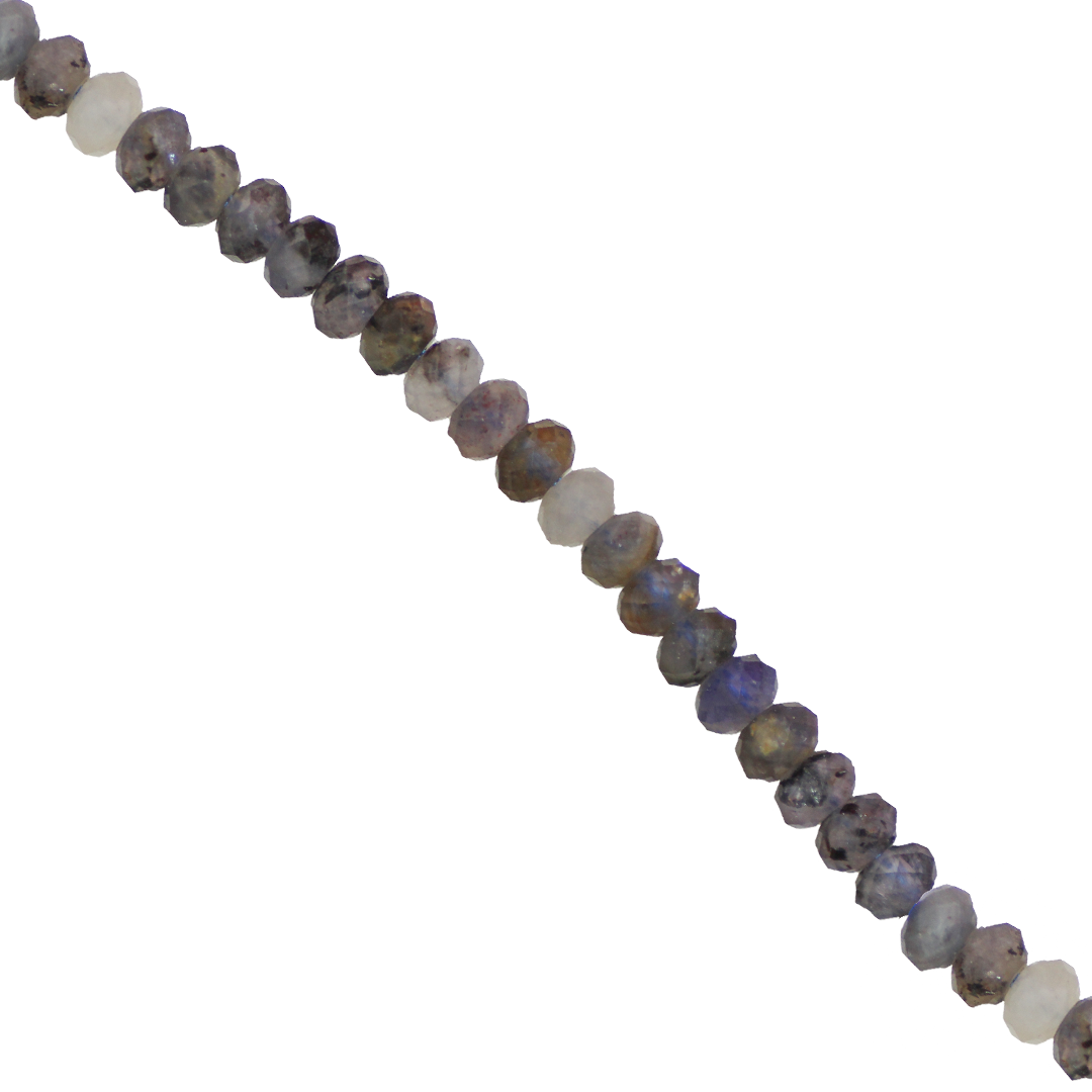 Iolite, Faceted, Rondelle, 5mm x 3mm, Semi-Precious Stone, Approx 105 pcs per strand