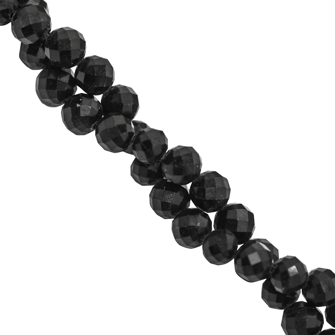 Faceted Black Tourmaline, Semi-Precious Stone, 6mm, Approx 65 pcs per strand