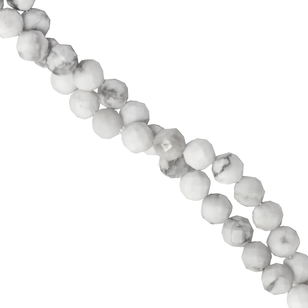 Faceted Howlite, Semi-Precious Stone, 2mm, Approx 150 pcs per strand