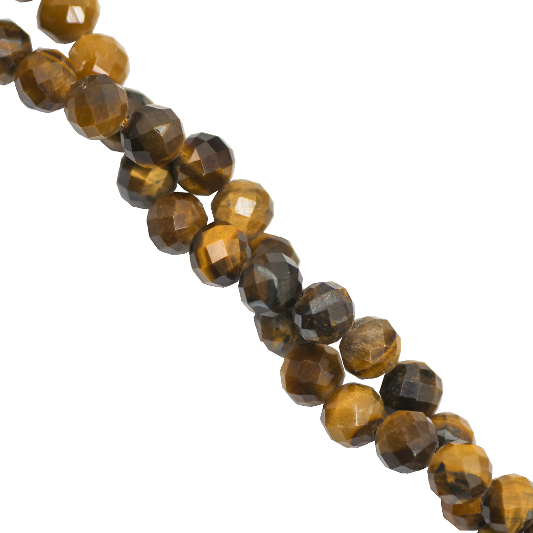 Faceted Tiger Eye, Semi-Precious Stone, 6mm, Approx 65 pcs per strand