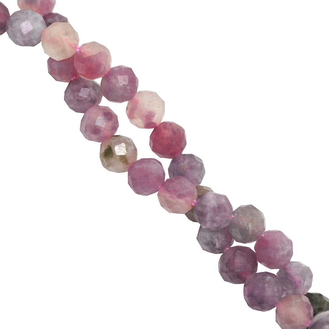Faceted Mix Tourmaline, Semi-Precious Stone, 6mm, Approx 65 pcs per strand