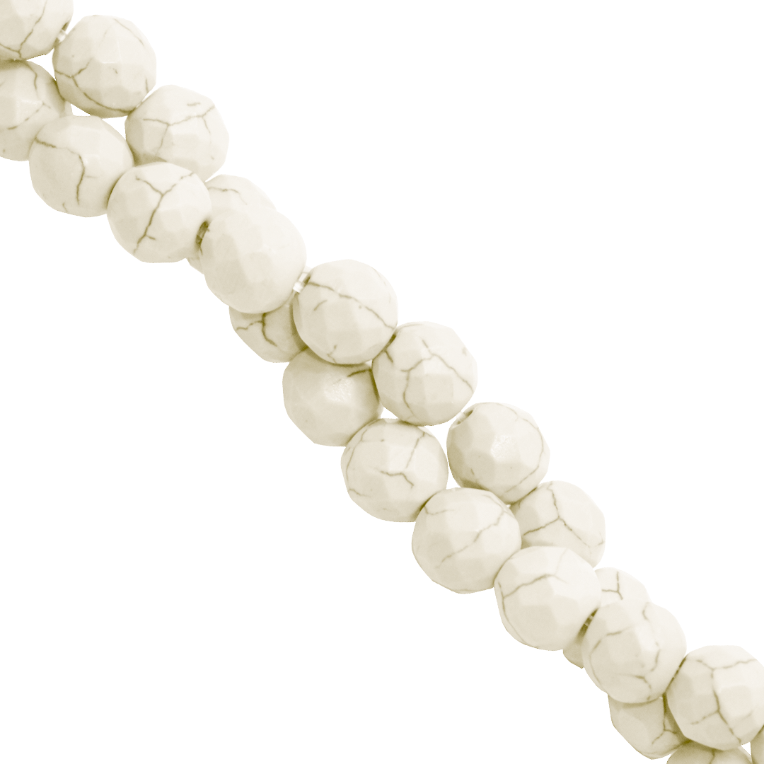 White Magnesite, Round, Faceted, Semi-Precious Stone, Available in Multiple Sizes