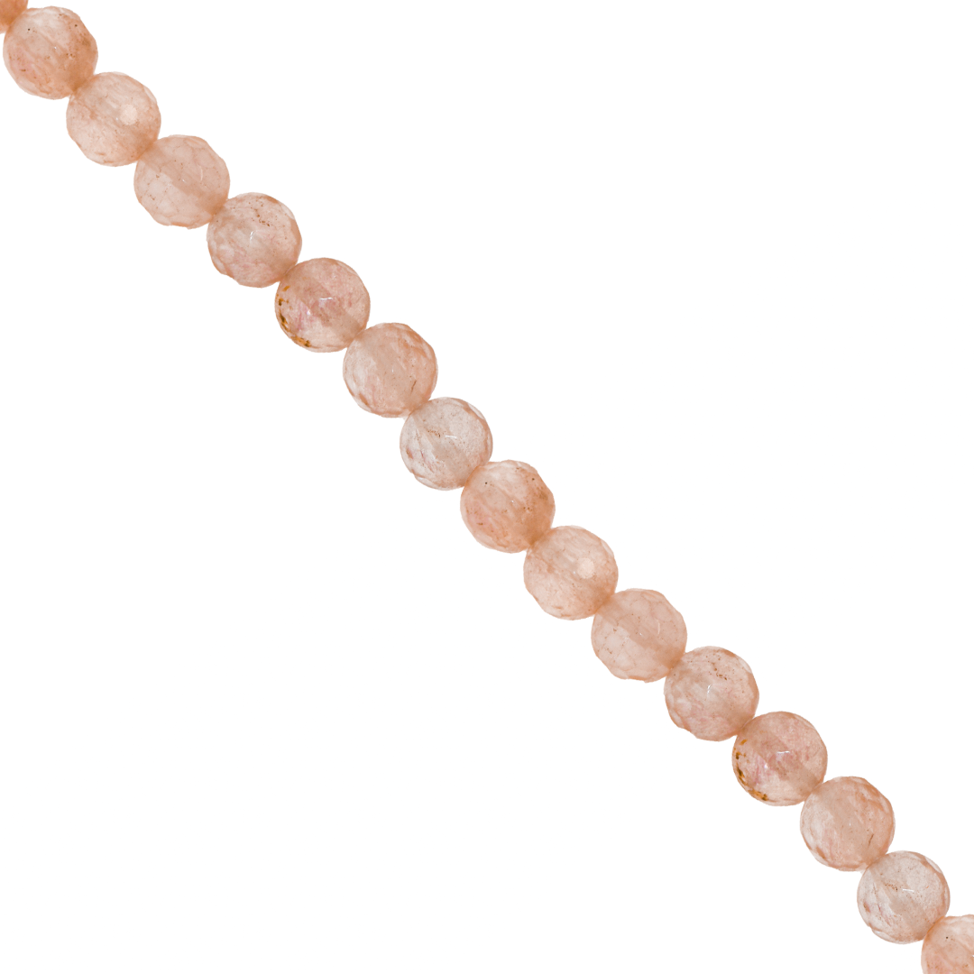Faceted Cherry Quartz, Semi-Precious Stone 8mm, Approx 45 pcs per strand