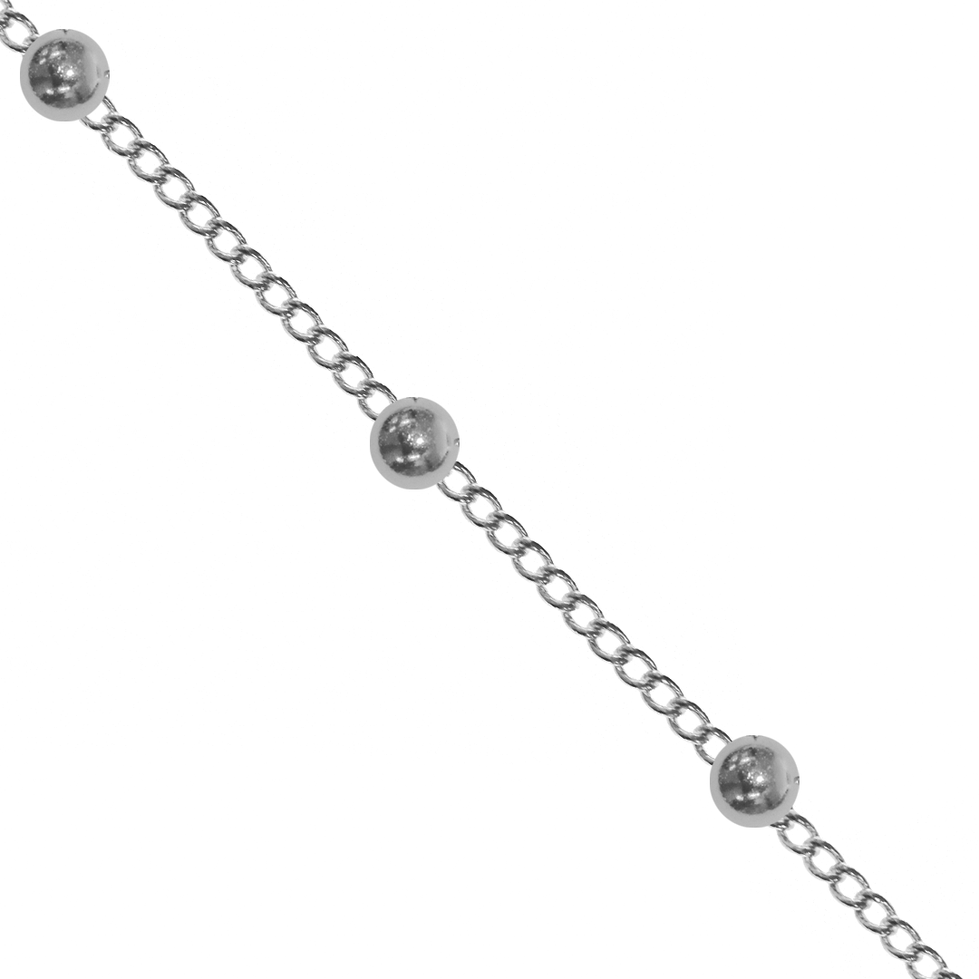 Chains, Stainless Steel, Beaded Curb Chain, 2.3mm x 1.8mm x 0.8mm per loop- Sold per Meter