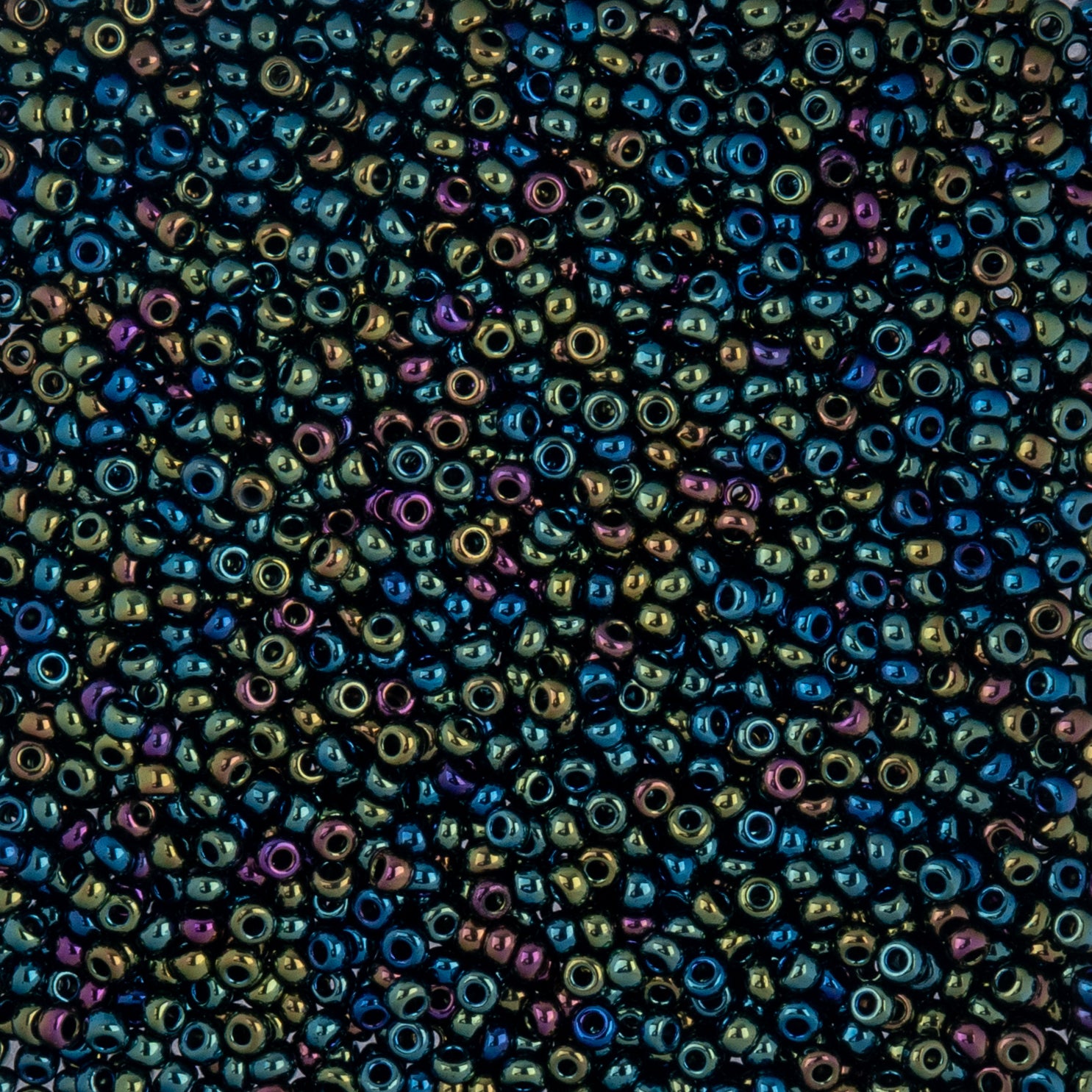 Czech Seed Beads apx. 22g Vial 10/0 Opaque Iris Green (48)