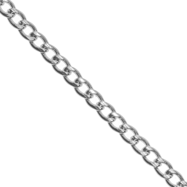 Chains, Flat Curb Chain, Silver, Alloy, 6.5mm x 4.5mm x 2.5mm per loop ...
