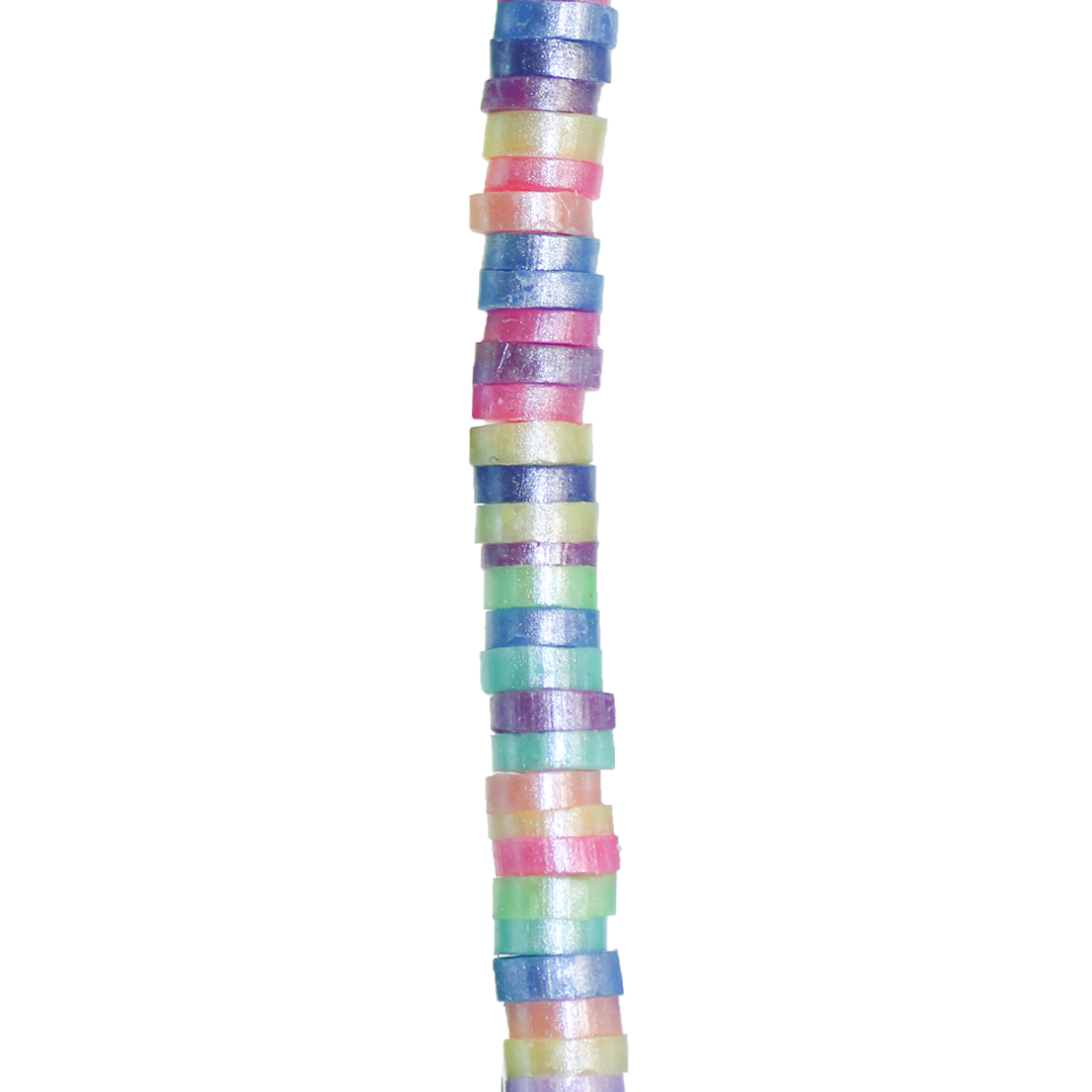 Heishi Beads, Shiny, Flat Disk Polymer Clay Beads, 4mm, Available in Multiple Colours