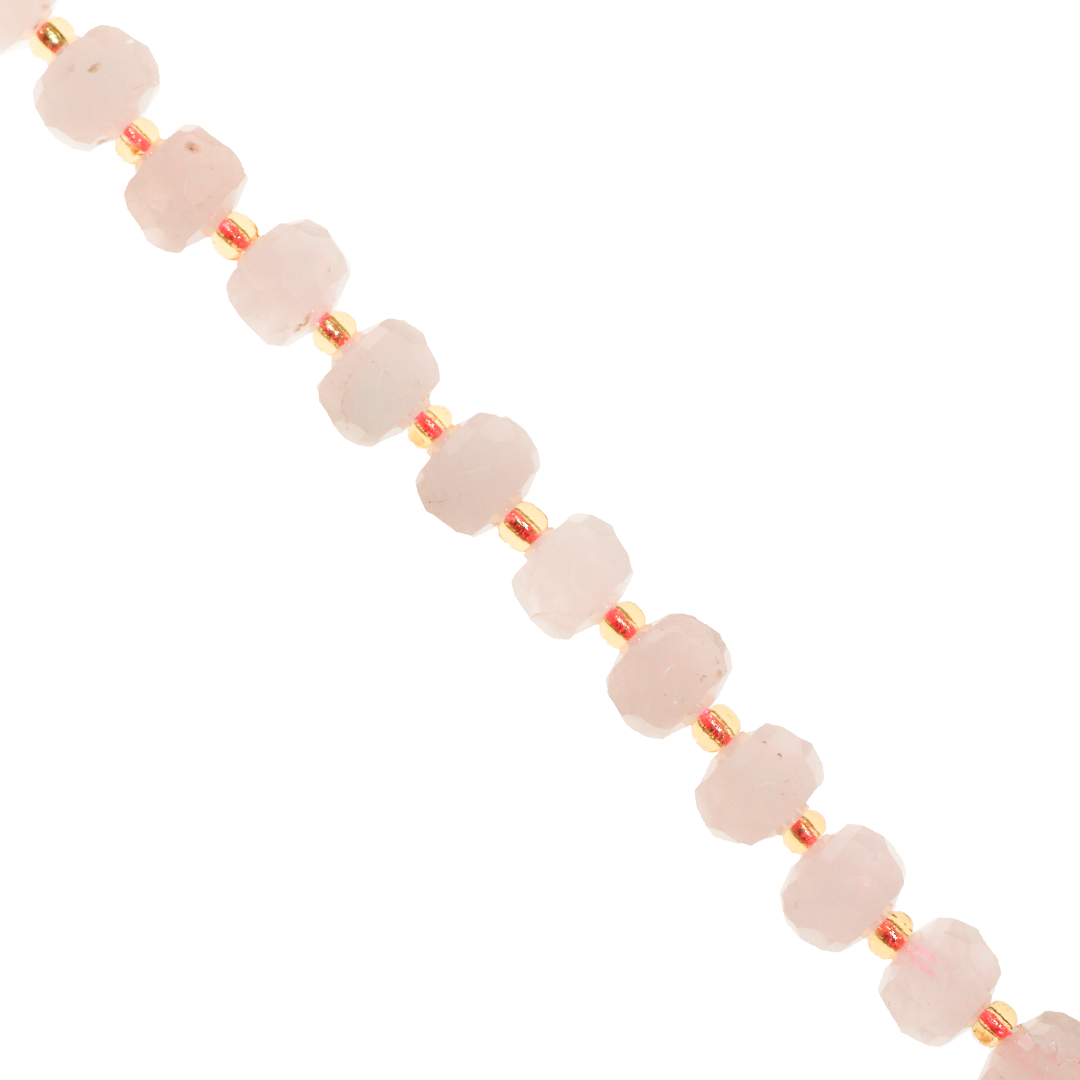 Faceted Rondelle Gemstones with Gold Spacer Bead, 8mm x 6mm, Available in Multiple Gemstones