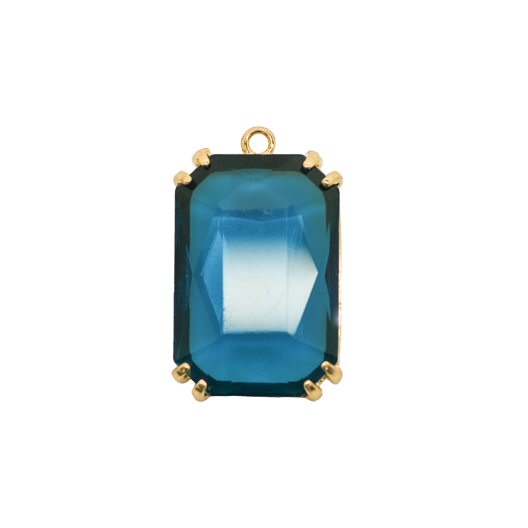 Glass Crystal Pendant, Rectangle, Gold, Alloy, 30mm x 18mm, Sold Per pkg of 1, Available in Multiple Colours