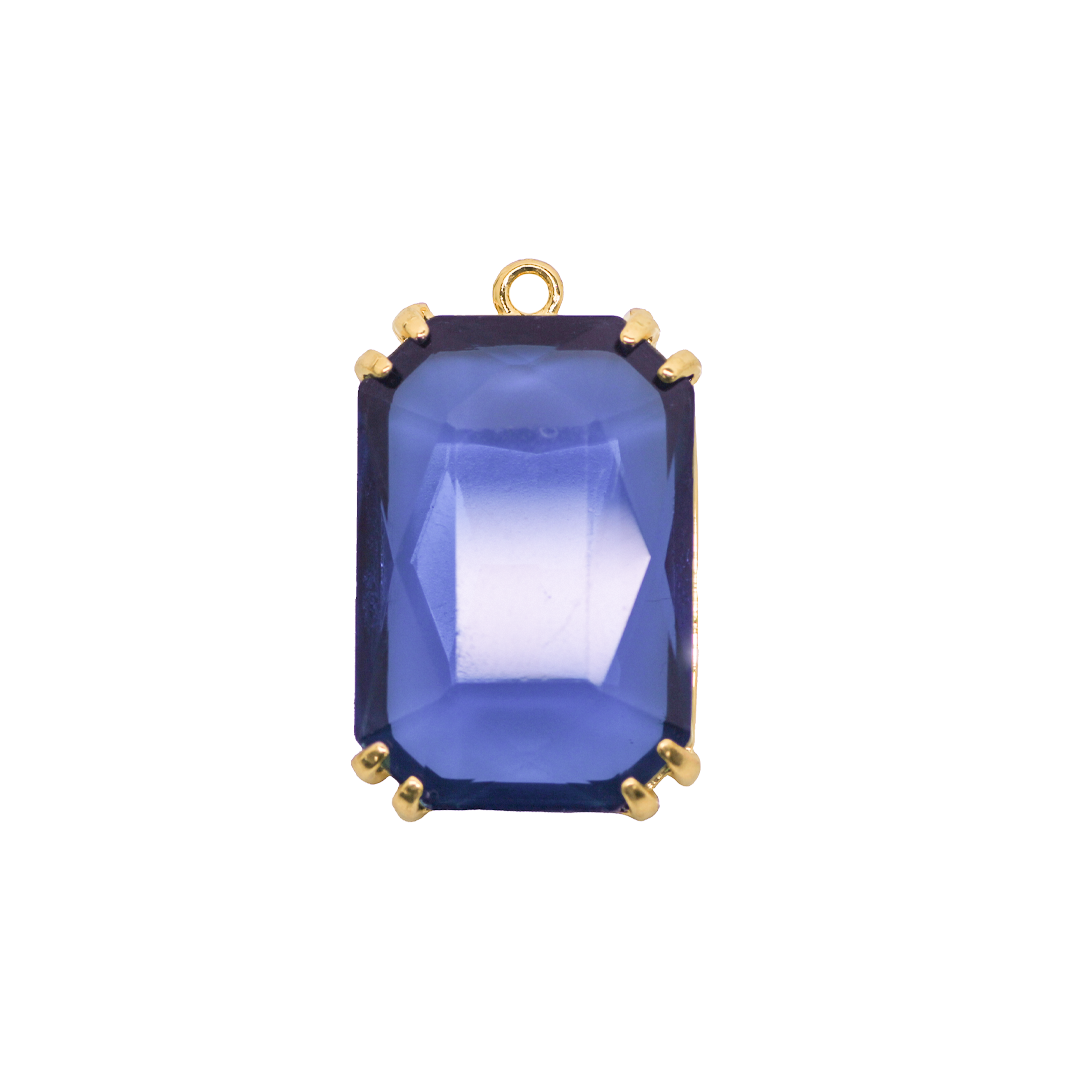 Glass Crystal Pendant, Rectangle, Gold, Alloy, 30mm x 18mm, Sold Per pkg of 1, Available in Multiple Colours