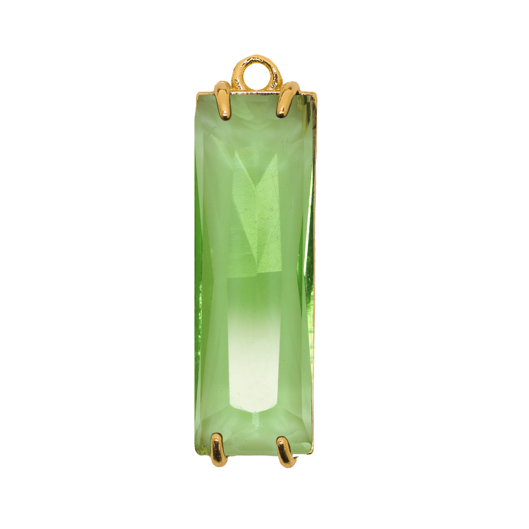 Glass Crystal Pendant, Long Rectangle, Gold, Alloy, 34.5mm x 10mm, Sold Per pkg of 1, Available in Multiple Colours