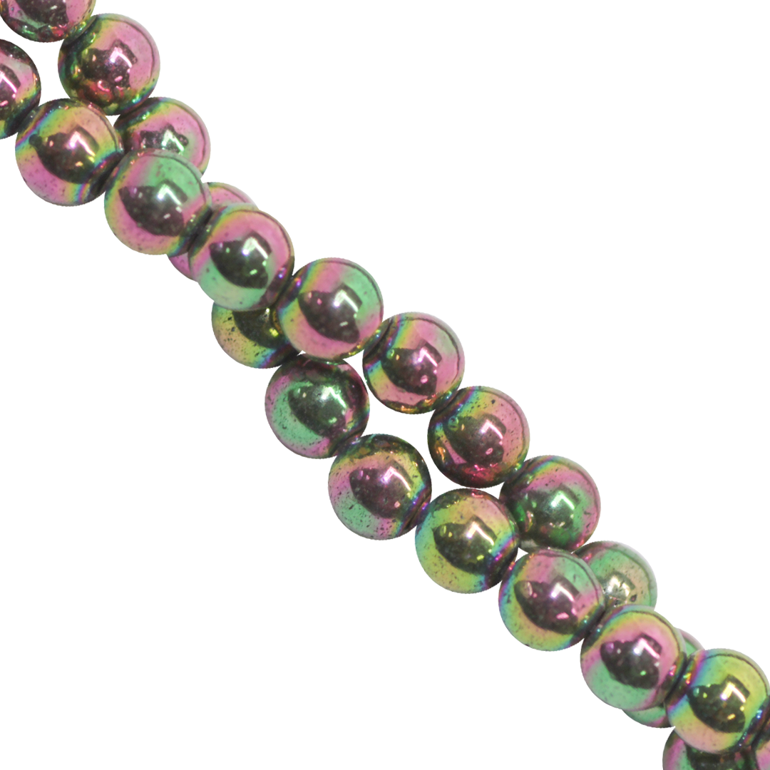 Hematite, Round, Plated, Available in Multiple Sizes and Colours