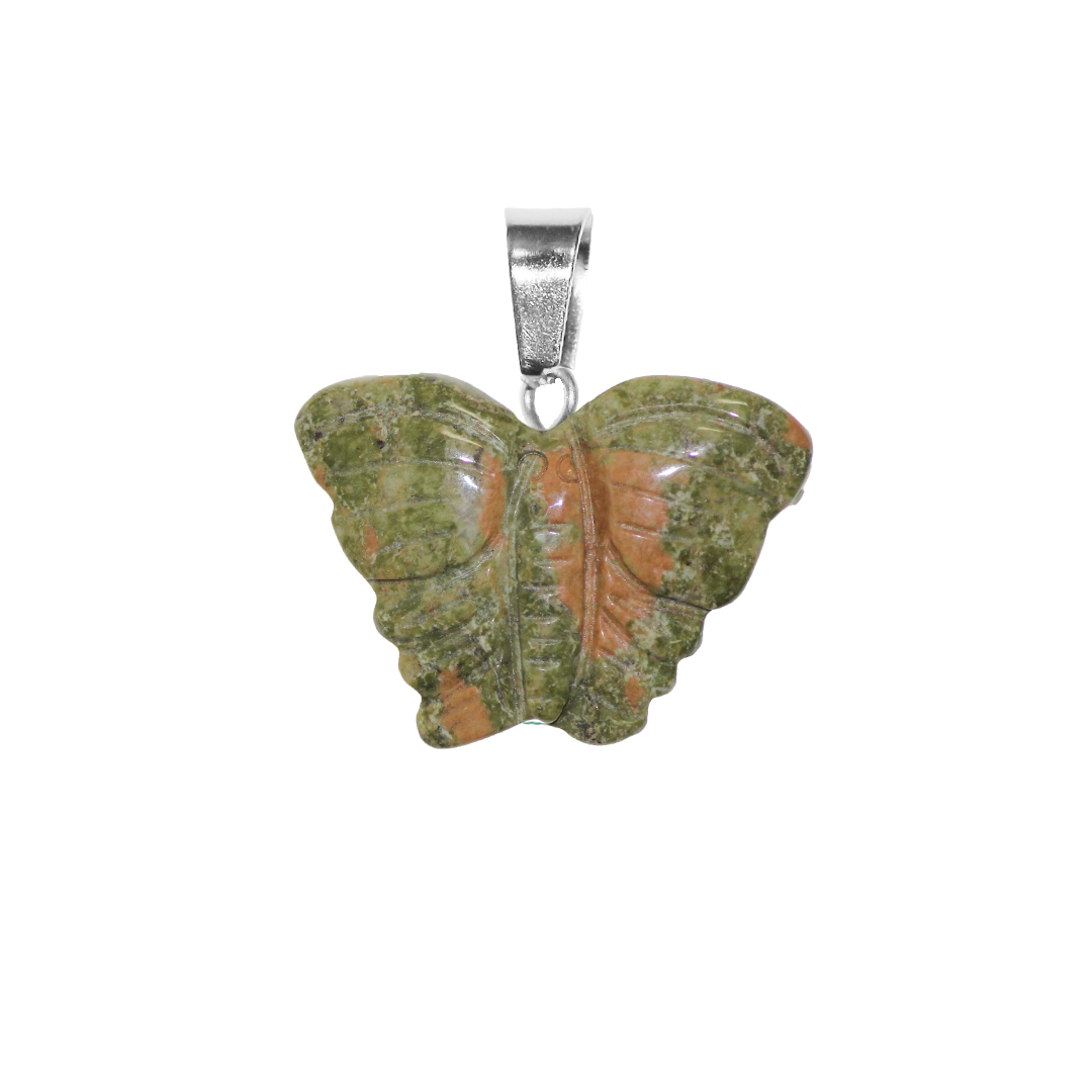 Gemstone Pendant, Butterfly, 29mm x 40mm, Available in Multiple Gemstones - 1 pc