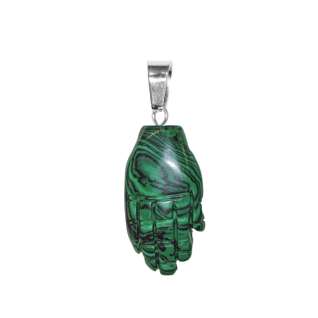 Gemstone Pendant, Hand, 43mm x 23mm, Available in Multiple Gemstones - 1 pc