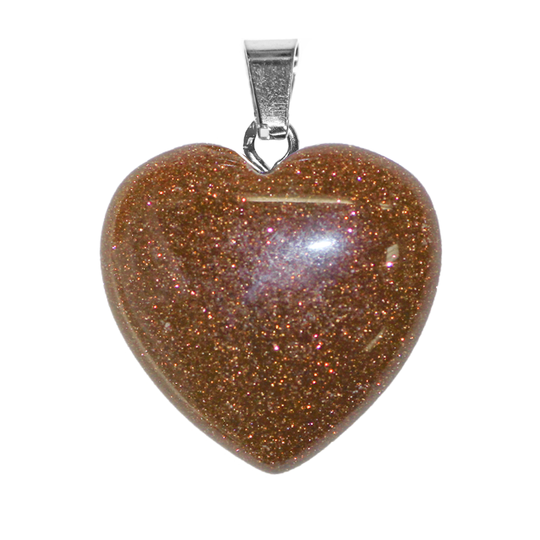 Heart Shaped Stone Pendant, 25mm x 25mm, Available in Multiple Semi-Precious Stones - 1 pc