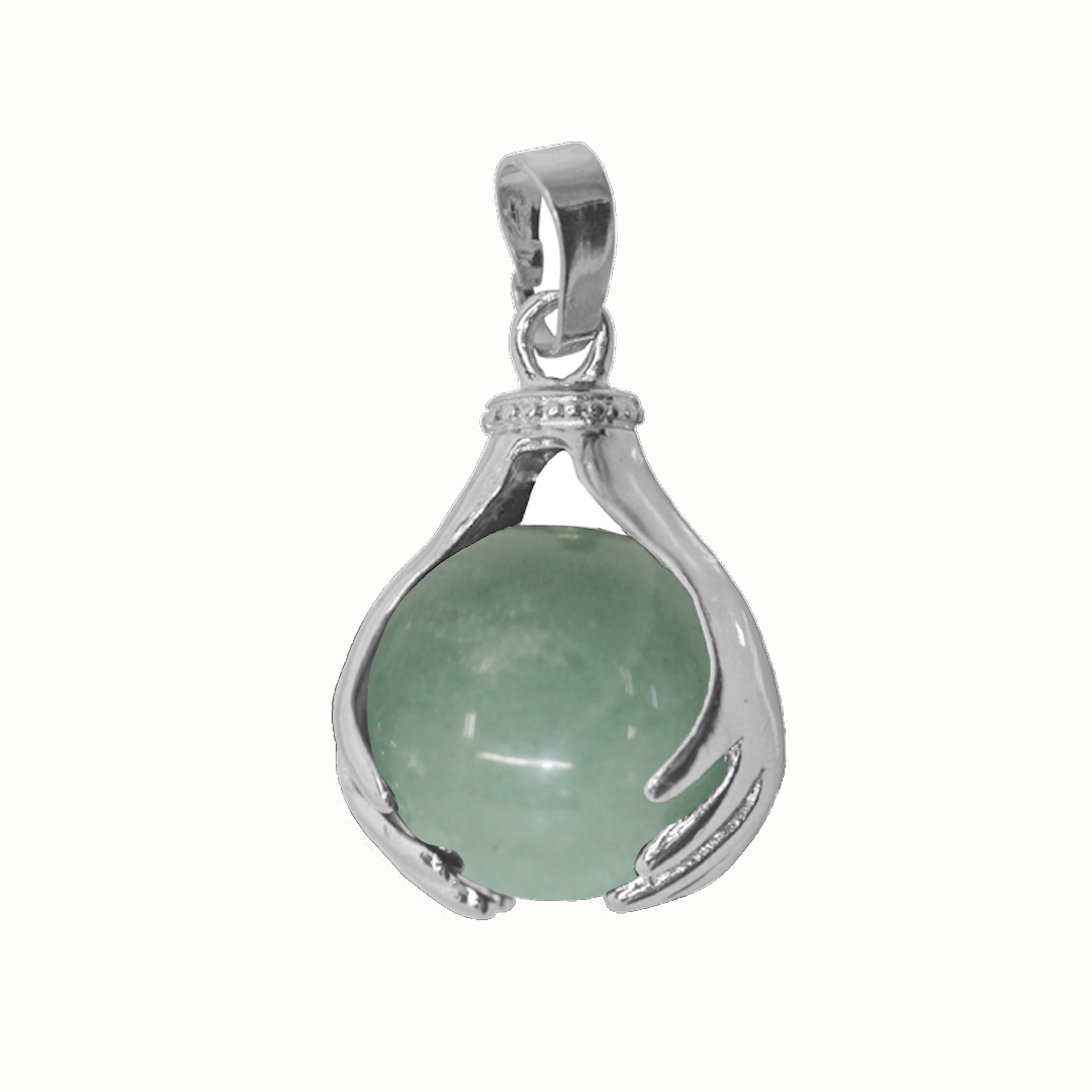 Gemstone Pendant, Healing Hands, Silver, Alloy, 27mm x 18.5mm, Available in Multiple Gemstones, 1 pc