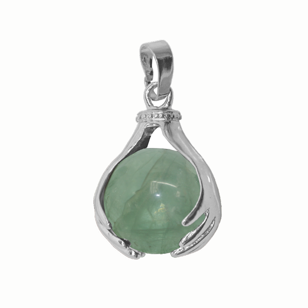 Gemstone Pendant, Healing Hands, Silver, Alloy, 27mm x 18.5mm, Available in Multiple Gemstones, 1 pc