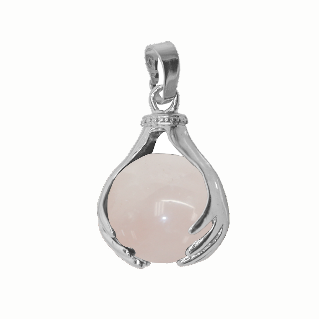 Gemstone Pendant, Healing Hands, Silver, Alloy, 27mm x 18.5mm, Available in Multiple Gemstones, 1 pc