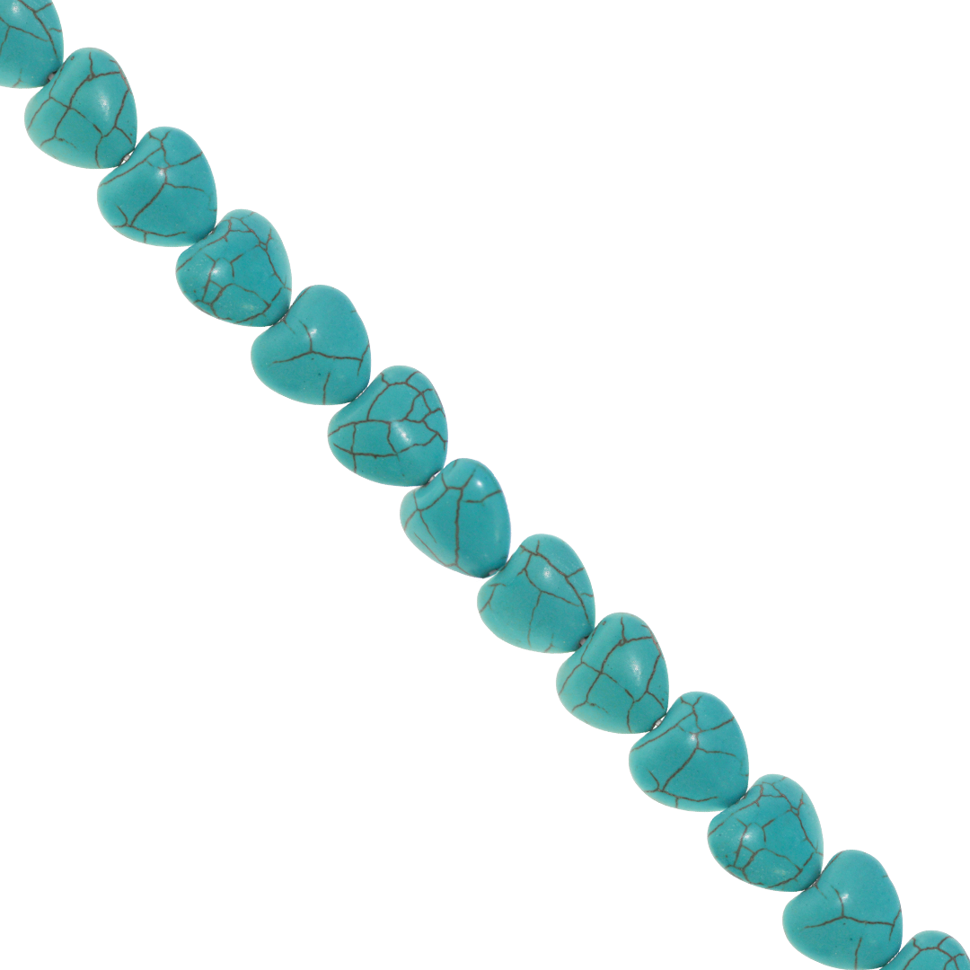 Blue Magnesite, Heart, Semi-Precious Stone, 15mm x 16mm, Approx 25 pcs per strand