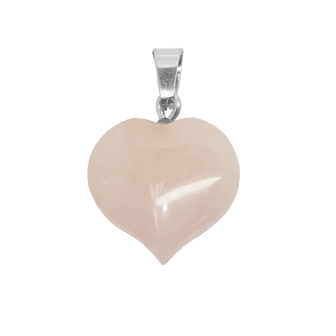 Rose Quartz Pendant, Heart Shape, 24.5mm x 24.5mm, 1 pc