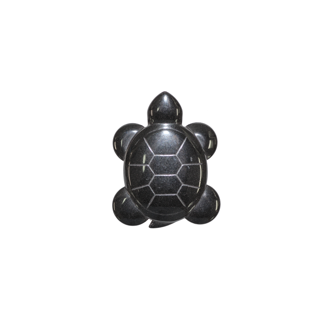 Hematite, Turtle Pendant, Semi-Precious Stone, 42mm x 32.5mm, 1 pc