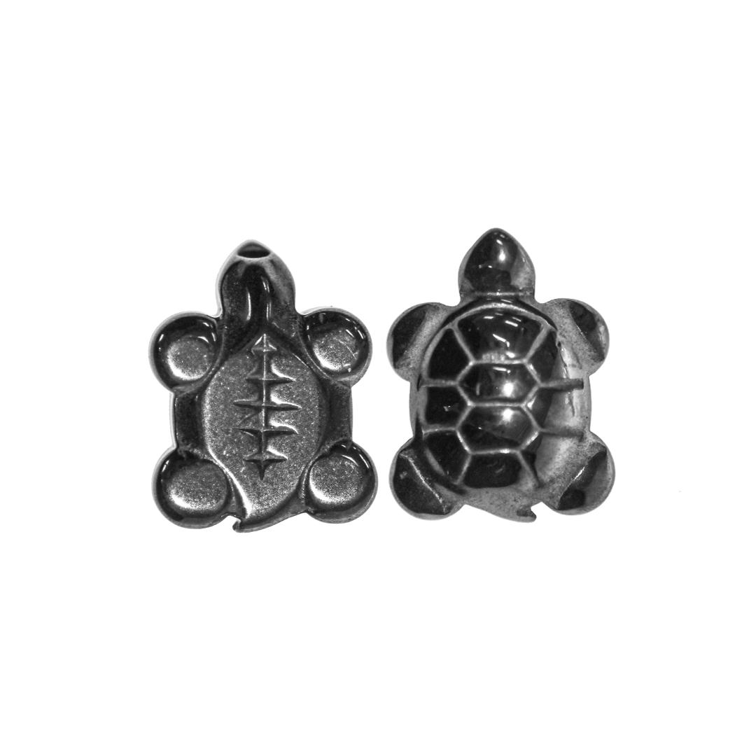 Hematite, Turtle Pendant, Semi-Precious Stone, 27.5mm x 21.5mm, 1 pc
