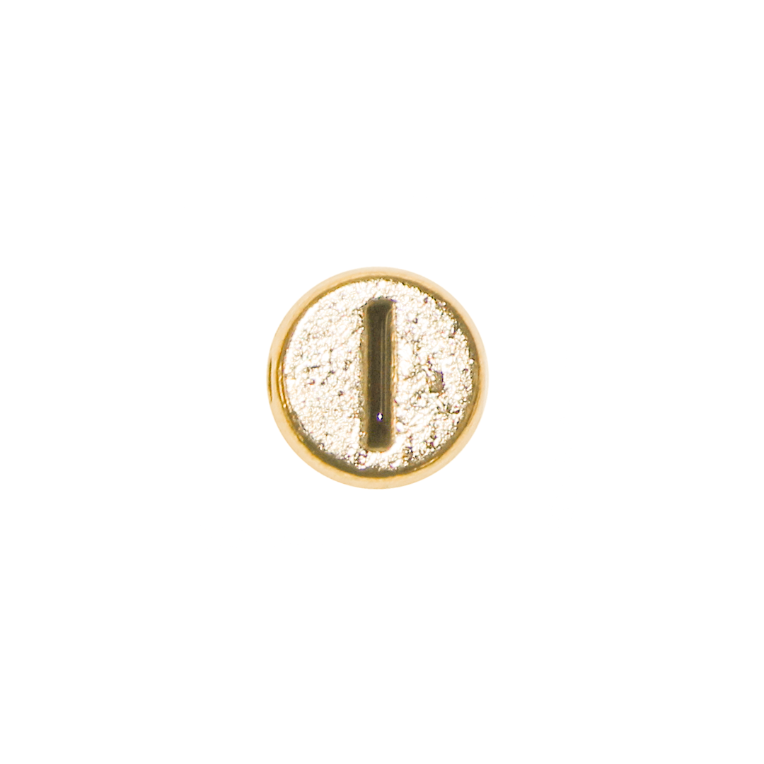 Spacer, Alphabet, Round, Flat, Gold, Alloy, 8mm, Sold Per pkg of 5