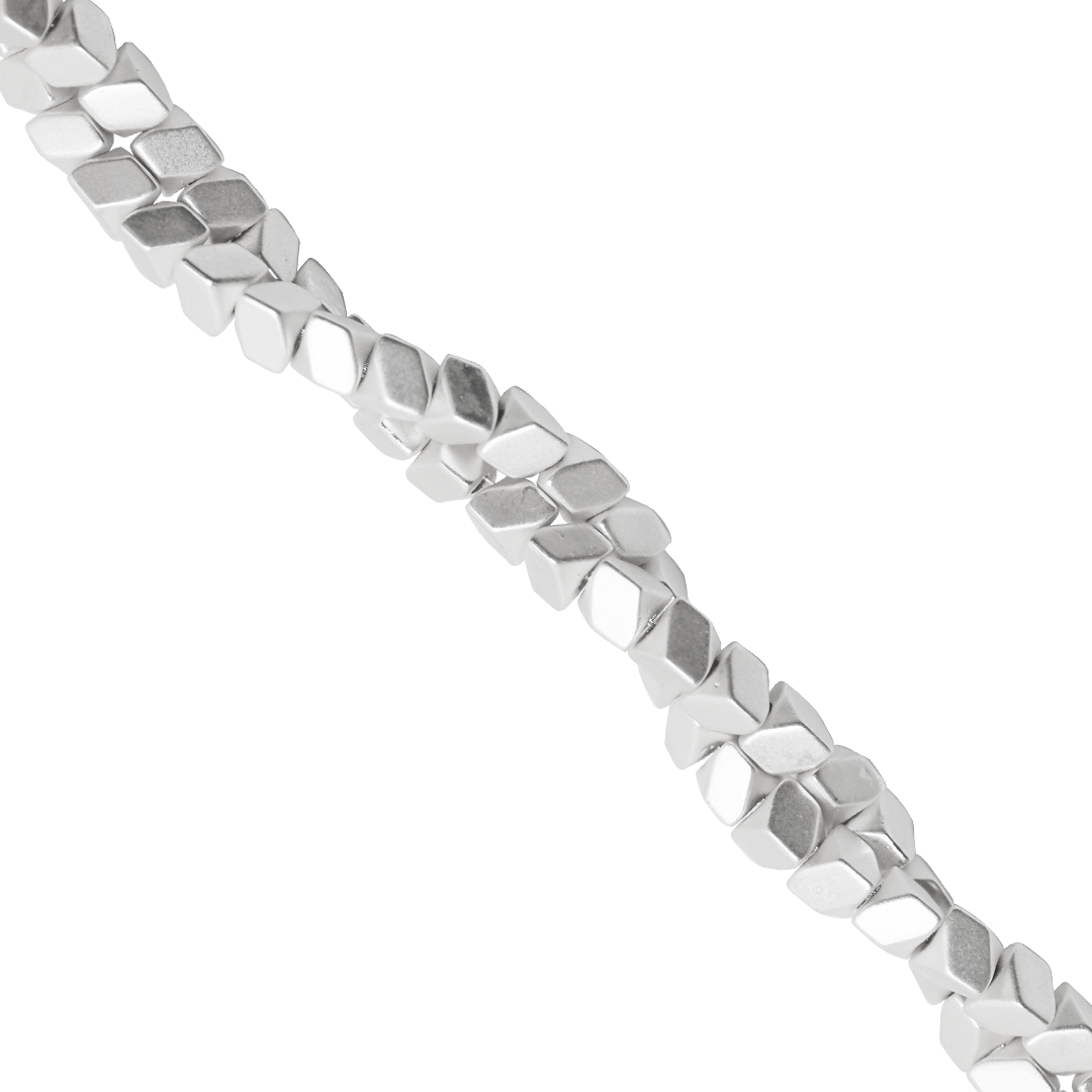 Hematite, Irregular, Matte Bright Silver, Plated, Semi-Precious Stone, 3mm x 3mm, Approx 120 pcs per strand