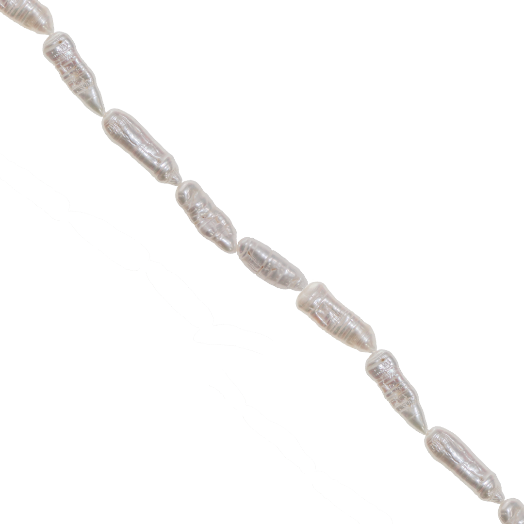 Fresh Water Pearls, Irregular Stick Shaped Pearl, Off-White, 18mm x 7mm, 4 pcs per strand
