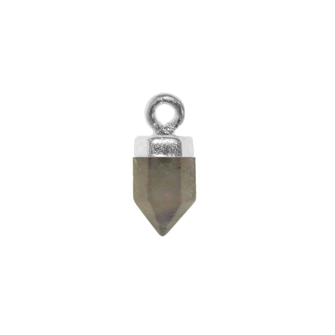 Charm, Faceted Stone, Bright Silver, Alloy, Approx 14.5mm x 6mm, Sold Per pkg of 1, Available in Multiple Gemstones