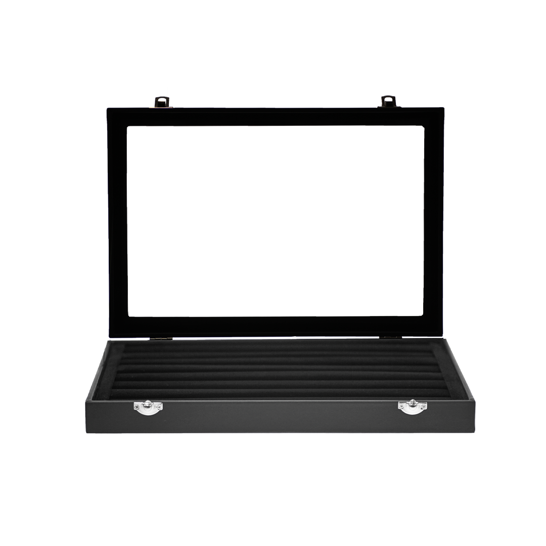 Tools, Glass Top Lockable Jewelry Box Organizer With Lid, Black Velvet, Earring Necklace Bracelet Ring Organizer that are Stackable, 13.8&quot; x 9.5&quot;- 1pc